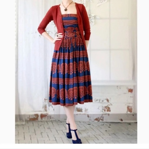 Anthropologie Oxidized Medallions Strapless Midi Dress by Girls from Savoy SMALL - Picture 3 of 14